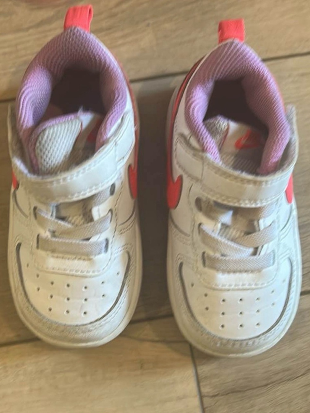 Nike Kids White Sneakers with Pink Accents
